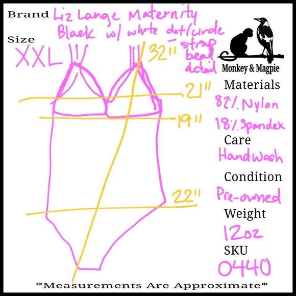 Liz Lange Maternity Swim One Piece Black White Dot Design XXL Strappy With Beads - Picture 12 of 12